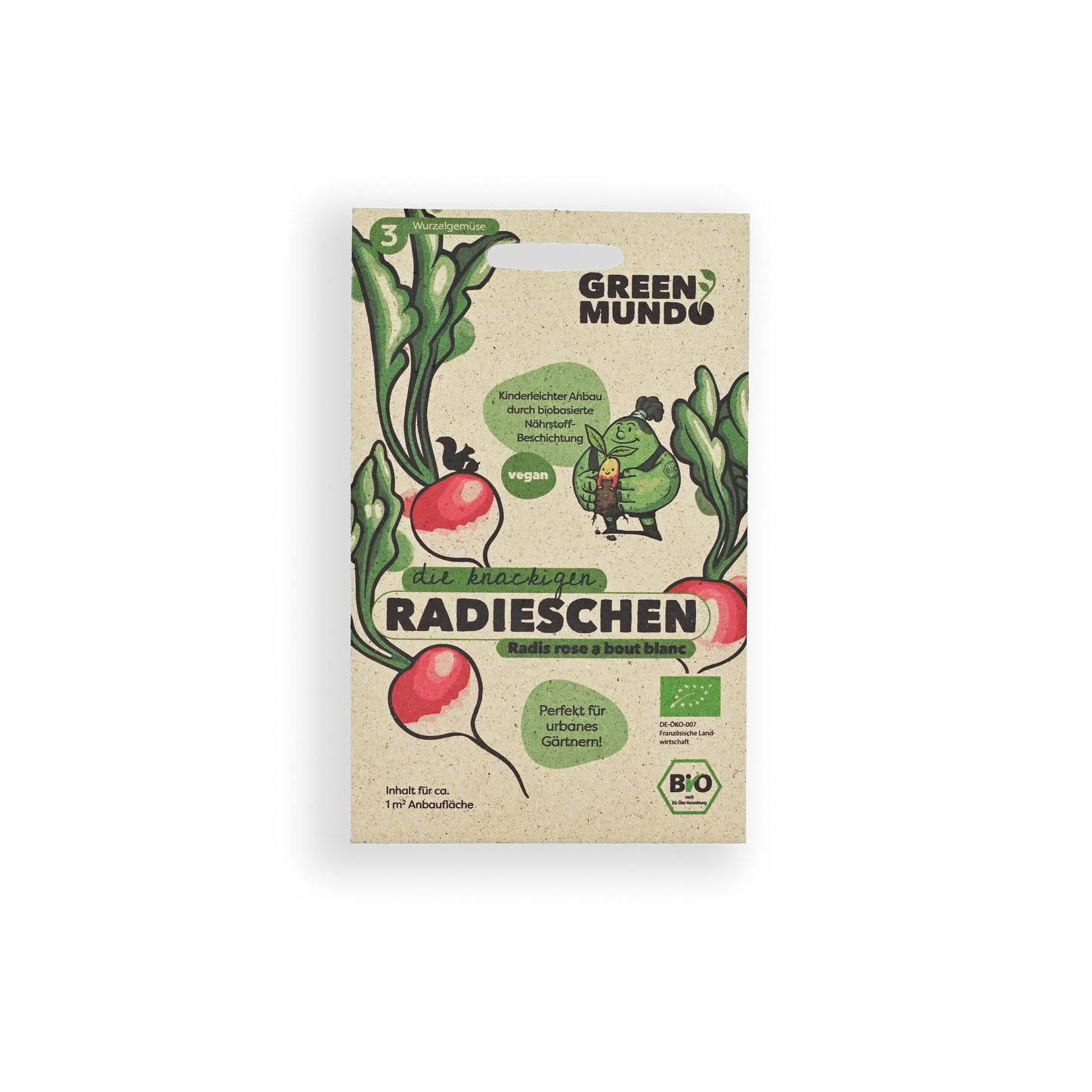 GREEN MUNDO Saatgut | Radieschen Radis rose á bout blanc Bio & Samenfest