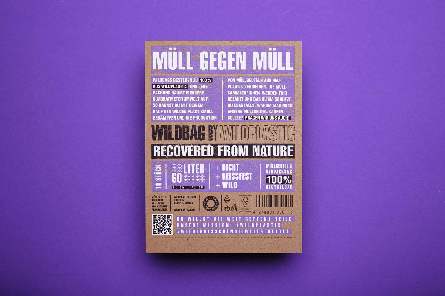 GREEN MUNDO - Müllbeutel WILDBAG 60 Liter